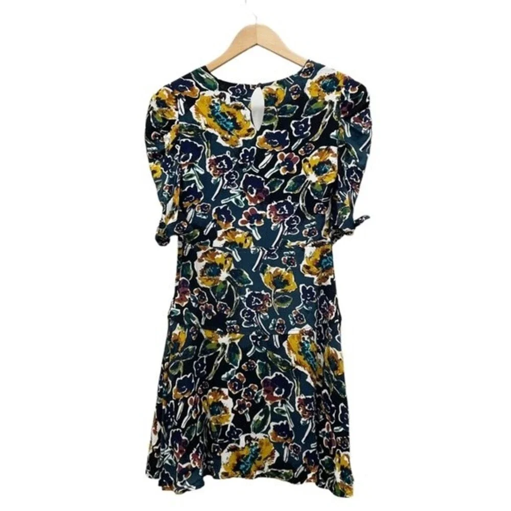 NWT Free People Glow Up Short Sleeve Mini Dress Navy Combo Floral Women’s Size 0